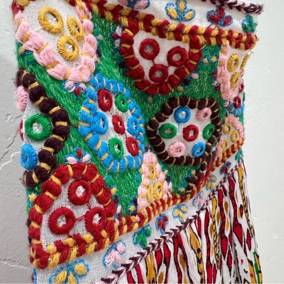 NWT Zara Strappy Back Boho Mini Dress Multicolor Embroidered Women's XS - Picture 8 of 14